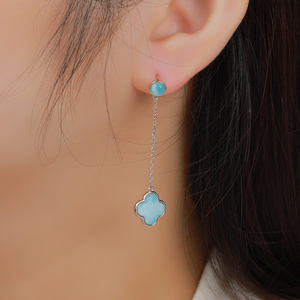Boucles d'oreilles pendantes longues en argent 925 avec <span class=keywords><strong>pierre</strong></span> <span class=keywords><strong>Larimar</strong></span> bleue naturelle, design classique personnalisé OEM, <span class=keywords><strong>bijoux</strong></span> fins, cadeau pour femme, anniversaire <span class=keywords><strong>de</strong></span> mariage - Product Image 4