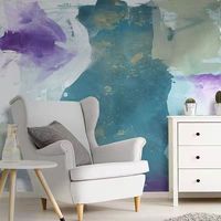 Papier peint 3D bleu personnalisé, design mural abstrait minimaliste, décoration imperméable pour la maison, chambre et salon