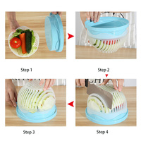 Multifunctionele keukenhulp van plastic, saladebereider, snel en makkelijk voor fruit & groenten, salade-snijder, groentesnijder, -schaaf en -kom