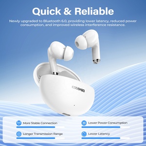 หูฟังไร้สายบลูทูธ 6.0 แบบสเตอริโอ HD ควบคุมด้วยระบบสัมผัส พร้อมเคสชาร์จขนาดกะทัดรัด ผลิตโดยโรงงาน OEM รับผลิตตามแบบที่ลูกค้าต้องการ พร้อมสกรีนโลโก้ - Product Image 2