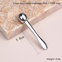Outils cosmétiques, rouleau de massage pour les yeux de 5,8 cm, bâtonnet pour crème pour le visage, sérum, spatule pour soins de la peau, perles en métal, cuillère à maquillage