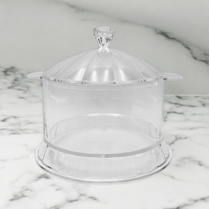 Pot en cristal acrylique de grande capacité de style moderne avec couvercle plat à bonbons transparent pour le stockage et l'affichage pour les mariages et les événements - Product Image 1
