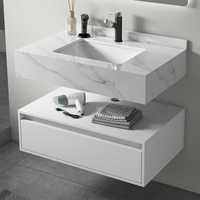 Lavabo mural double couche de luxe, vasque artificielle moderne en bois pour salle de bain