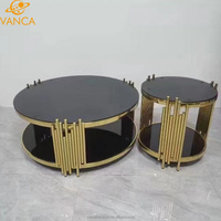 Ensemble de meubles contemporains pour la maison : table basse et console 3-en-1 en acier inoxydable doré – Fabrication
