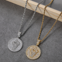 Pendentif en laiton scintillant, ensemble de bijoux glacé, de style Hip Hop, CN376