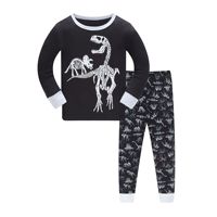 Guai Vente en gros de pyjamas pour enfants en coton pur personnalisés, ensemble de pyjamas à manches longues pour garçons et filles