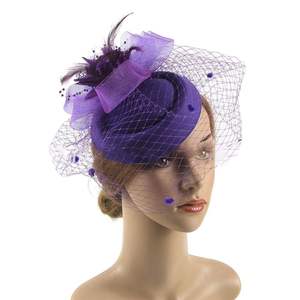 रेट्रो फासियेटर्स टोपी महिला फूल मेश पंख फेडोरा बाल क्लिप स्टेज प्रदर्शन पार्टी हेडवेवार - Product Image 4