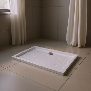 Base de Ducha Decorativa con Puntos Blancos, ABS, 27.6x39.4x1.6 Pulgadas, Rectangular, Drenaje Central - Product Image 2