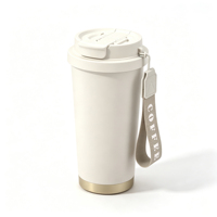 Mug de voyage Funkrin en acier inoxydable avec couvercle à paille rabattable, 16 oz, gobelet isotherme à double paroi sous vide avec revêtement céramique