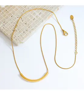 Wholesale Stainless Steel Jewelry Personality Necklace Fashion U Shaped Smile Curved Tube 18K Gold Plated Necklace for Women