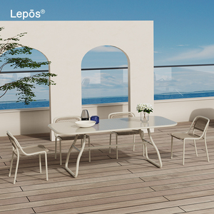 Venta directa de fábrica, muebles de jardín, Patio, mesa de <span class=keywords><strong>comedor</strong></span> de restaurante al aire libre rectangular de aluminio con recubrimiento de polvo duradero para <span class=keywords><strong>6</strong></span> <span class=keywords><strong>personas</strong></span> - Product Image 5