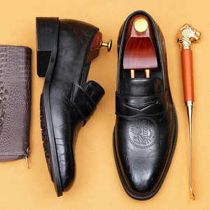 Zapatos de Vestir de Cuero para Hombre, Suaves, Casuales, Formales, de Oficina, Oxford, Mocasines Planos, Sin Cordones, para Boda - Product Image 4