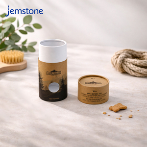 Recyclable Materials Kraft Cardboard Cylinder Packaging <b>Container</b> with Window Biodegradable Pet Snacks Food Grade Paper Tube - Product Image 3