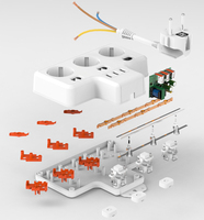 Multiprise murale OL 16A avec prise EU, 3 prises, protection contre les surtensions, ports USB, IP22, usage résidentiel