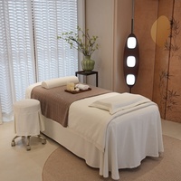 Ensemble de linge de spa de luxe en jacquard blanc, ensemble de linge fonctionnel pour table de massage