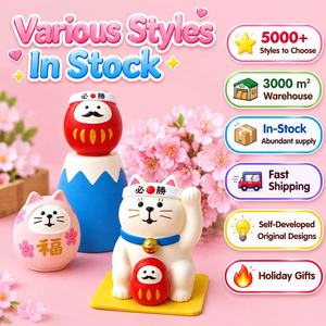 Figuras de Resina del Gato de la Suerte Japonés Daruma, Hechas a Mano y Pintadas a Mano, Pirámide Musical, Adornos de Amor |   Regalos de <span class=keywords><strong>Buena</strong></span> Suerte y Bendición, Curación - Product Image 1