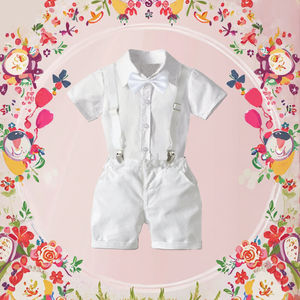Nouveautés - Costume de baptême <span class=keywords><strong>blanc</strong></span> pour bébé d'été - <span class=keywords><strong>Ensemble</strong></span> de 4 pièces - 0-24 mois - Tenues de baptême pour bébé garçon - Baptême - Product Image 3