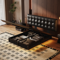Meilleure vente : Lit de rangement en cuir véritable de style italien, design flottant, vente directe, fourniture pour projets, production usine Foshan