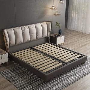 Meubles de chambre à coucher modernes <span class=keywords><strong>et</strong></span> luxueux populaires, cadre de lit double pour adultes, revêtement en cuir véritable, réglable, écologique - Product Image 6