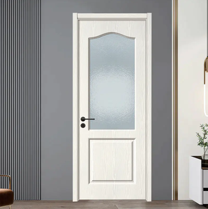 Porta in Legno Moderna di Lusso con Vetro Smerigliato Effetto Frassino Bianco Manchuriano, Impermeabile e Silenziosa per Hotel, Bagno e Casa - Product Image 1