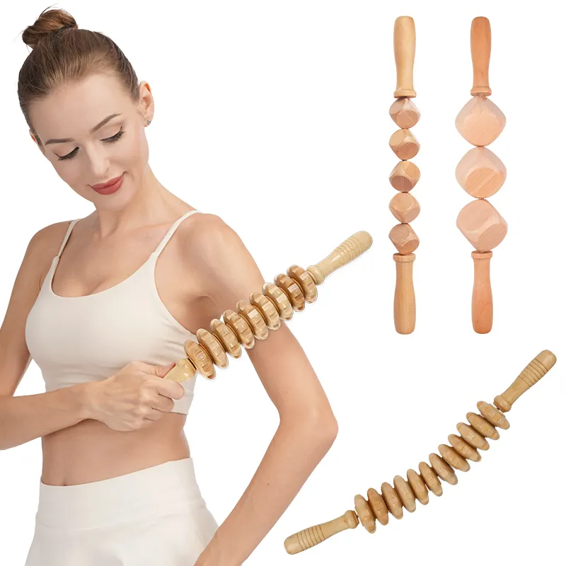 Kit de herramientas de terapia de masaje de madera Drenaje linfático Rodillo de palo de masaje de madera para contorneado corporal