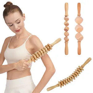 Wood Massage Therapy Tool Kit Lymphatic Drainage Wooden Massage Stick Roller for Body Contouring