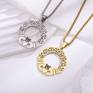 Collier en acier inoxydable avec pendentif en forme de cœur creux, série Viking, pendentif nœud <span class=keywords><strong>celtique</strong></span>, cadeau, nouveau design - Product Image 1