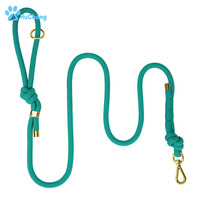 Laisse pour chien en nylon avec mousqueton doré tendance, résistante, durable, anti-traction, avec poignée antidérapante