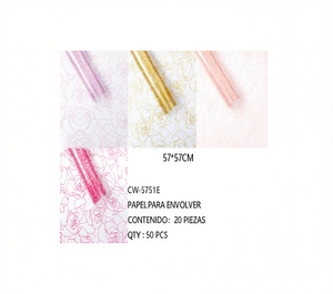 Floral Printed <b>Cellophane</b> <b>Wrapping</b> Paper 57x57Cm For Flowers Gifts Crafts 20 Pieces Decorative Transparent Packaging - Product Image 1