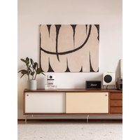 Meuble TV rectangulaire coulissant en bois massif de style Mid-Century Modern, design européen moderne pour salon et chambre à coucher