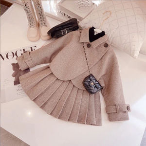 Ensemble Printemps pour Petites Filles : Veste de Costume en Laine, Jupe Courte Plissée, en Coton Épais et au Look Tendance - Product Image 5