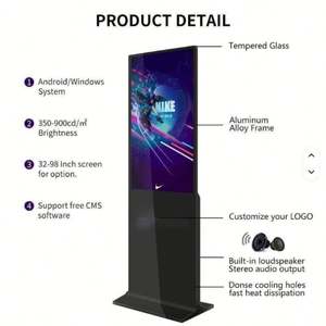 Machine publicitaire verticale intérieure 4K Ultra HD de 32 pouces sur pied, écran tactile LCD, enseigne électronique de publication à distance par LED - Product Image 4