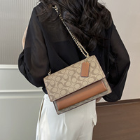 Bolso de Hombro Chic con Doble Cadena y Solapa, Tipo Acordeón, para Mujer, Estructurado, de Piel Sintética, con Logotipo Personalizado, OEM, ODM, Directo de Fábrica