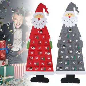 Calendrier de l'avent de noël en feutre, calendrier mural de l'avent du père noël avec poches, calendrier de <span class=keywords><strong>compte</strong></span> à <span class=keywords><strong>rebours</strong></span> de noël réutilisable de 24 jours, <span class=keywords><strong>2022</strong></span> - Product Image 2