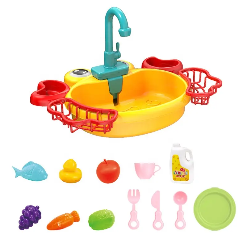 Crab shape dishwasher toy kids kitchen set electric wash basin early education sink toy parent-child pretend play kitchen toys