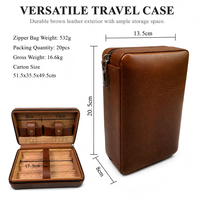 Étui à cigares en cuir tissé de qualité supérieure pour 4 cigares, boîte humidor portable en bois de cèdre, kit de voyage professionnel pour l'élite des affaires