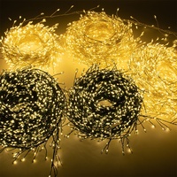 Guirlandes de Noël pour décoration d'arbre, lumières féeriques blanc chaud, guirlande de feux d'artifice à brancher, fil argenté, télécommande 8 modes pour chambre et porche