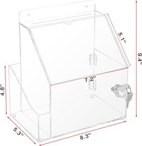 Hiện đại thân thiện với môi treo tường <span class=keywords><strong>Acrylic</strong></span> gợi ý hộp với khóa rõ ràng Tặng Bộ sưu tập bỏ phiếu có thể gập lại tính năng - Product Image 4