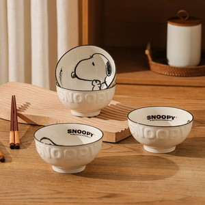 Tazón Japonés con Relieve de Dibujos Animados <span class=keywords><strong>para</strong></span> el Desayuno de <span class=keywords><strong>Parejas</strong></span>; Vajilla de Porcelana con Tazón de Arroz de Color Bajo Esmalte. - Product Image 2
