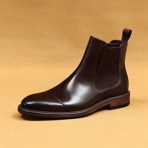 Three Piece Toe Lace-Up Chelsea <b>Boots</b> Men Genuine Leather Cowhide Lining Business Formal All Seasons Wedding Shoes Dress - Product Image 6