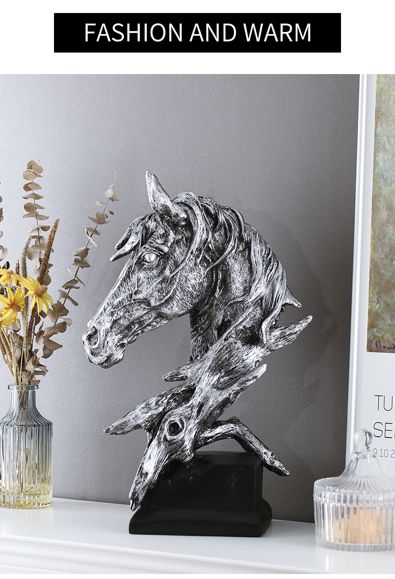 Hot selling retro home living room decoration art crafts horse head sculpture