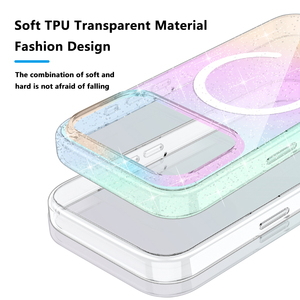 Coque de téléphone magnétique à paillettes dégradées pour iPhone 17/18 Pro, OEM ODM, étiquette privée personnalisée, antichoc, vente en gros - Product Image 2