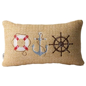 Housse de coussin bleu marine avec ancre et boussole, cadeau de navigation pour marin, taie d'oreiller bateau 18 x 18 pouces, décoration pour canapé ou bateau à domicile - Product Image 1