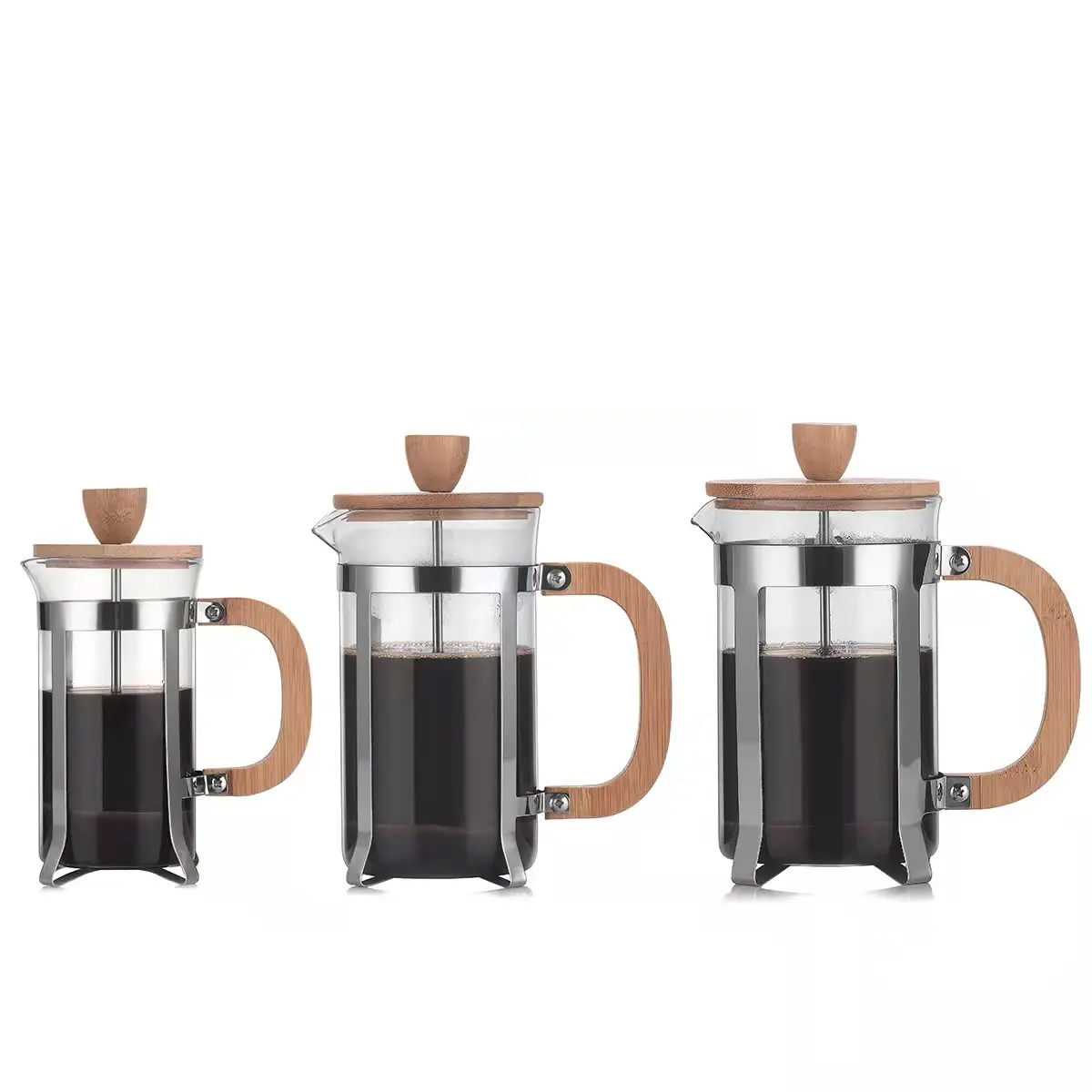 Alta macchina da caffè in vetro borosilicato con pressa per caffè e cucina domestica con stantuffo