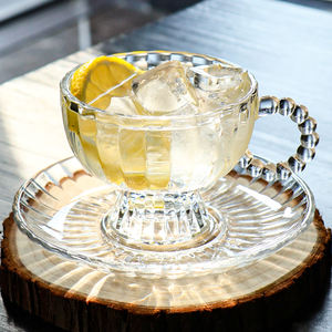 Vintage avrupa öğleden sonra çay bardağı ile özel klasik düğün içecek cam kahve çay bardağı fincan tabağı seti - Product Image 5