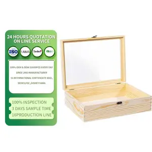 Wood Keepsake Storage Box Deep Shadow Box For Jewelry Gift And Home Unfinished Wooden Display Box With Acrylic Top Hinged Lid