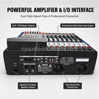 Console de mixage amplifiée 8/12/16 canaux RJ-8/RJ-12/RJ-16 350W avec amplificateur 2 canaux, 99 effets, machine karaoké, enregistreur BT USB pour KTV et bar