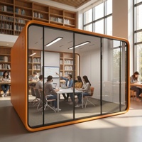 Cabine de réunion modulaire privée de haute qualité, grande taille, cadre en aluminium moderne, éclairage LED, insonorisée, pour hôtel intérieur