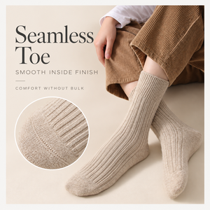 Custom Wool Crew Socks 90% Wool 19cm Thick Knit Thermal Winter Socks Multiple Colors Seamless Comfort - Product Image 5