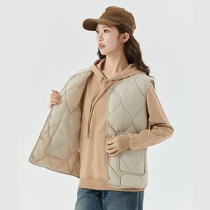 <span class=keywords><strong>Chaleco</strong></span> interior de lana cálido y grueso para <span class=keywords><strong>mujer</strong></span> con relleno adicional, chaqueta exterior informal con botones de lana para <span class=keywords><strong>mujer</strong></span> en material de algodón - Product Image 6